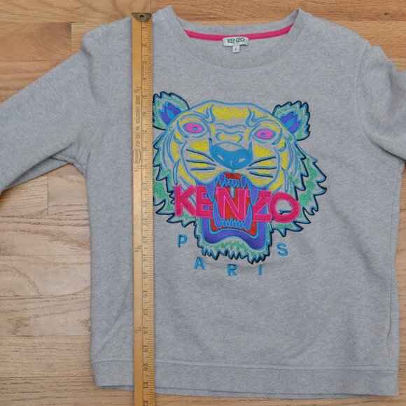 Kenzo Kids Logo-Embroidered Gray Cotton Sweatshirt Size Large - Picture 6 of 7